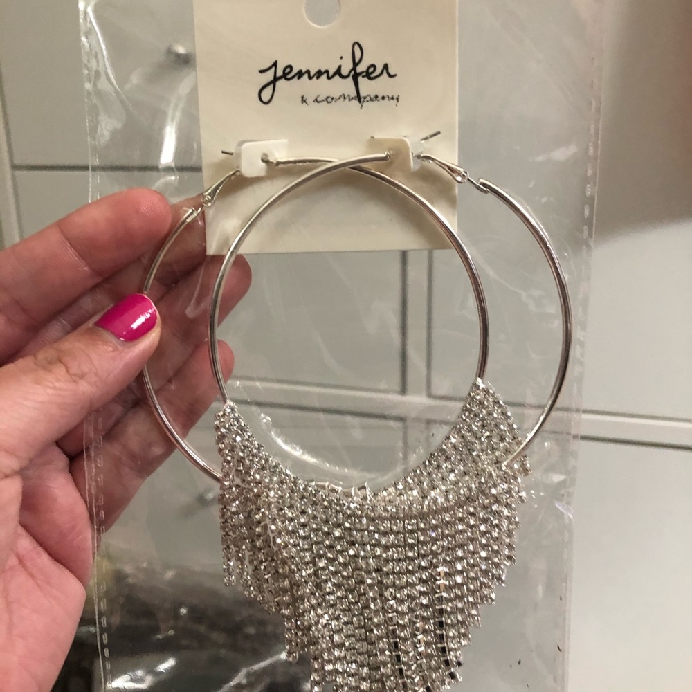 Silver Hoops with Glitzy Fringe